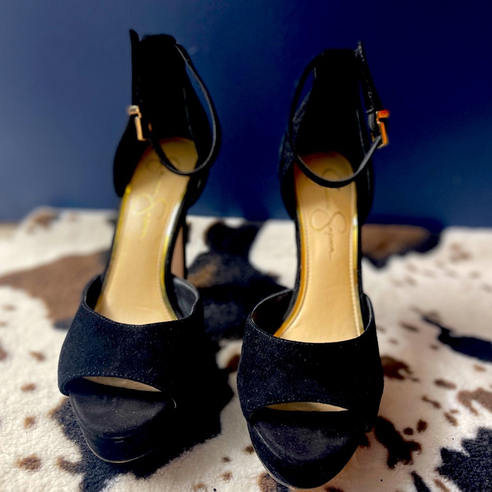 Jessica Simpson black velvet heels